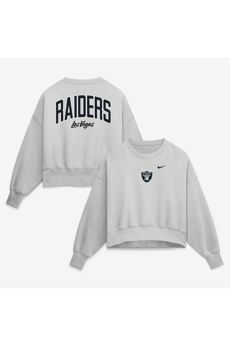 Women's Nike  Gray Las Vegas Raiders Oversized Primetime Phoenix Fleece Sweatshirt, Main, color, Gray