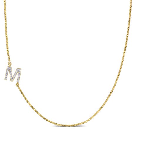 Diamond Initial Necklace 14k Yellow Gold
