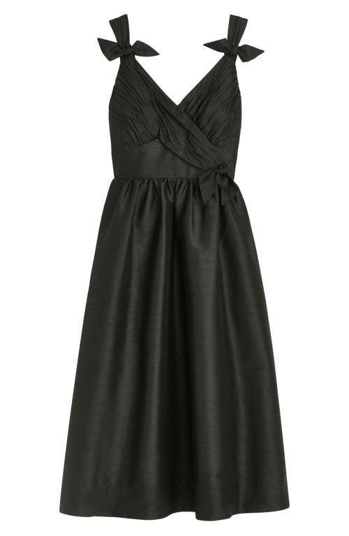 Donna Karan New York Bow Fit & Flare Midi Cocktail Dress In Black