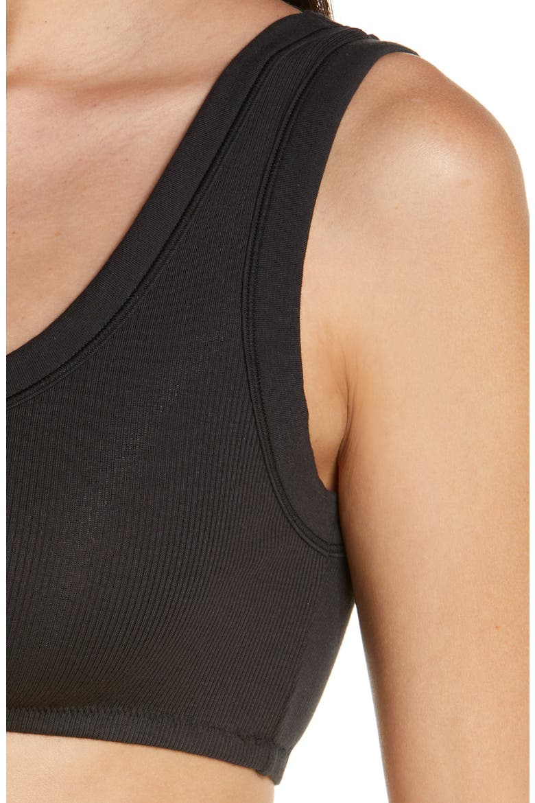 Stretch Cotton Rib Scoop Bralette, Alternate, color, SOOT