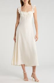 ASTR the Label Makiya Lace Trim Satin Dress