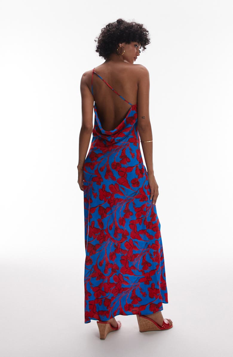 Topshop Floral One-Shoulder Maxi Dress, Alternate, color, Blue Multi