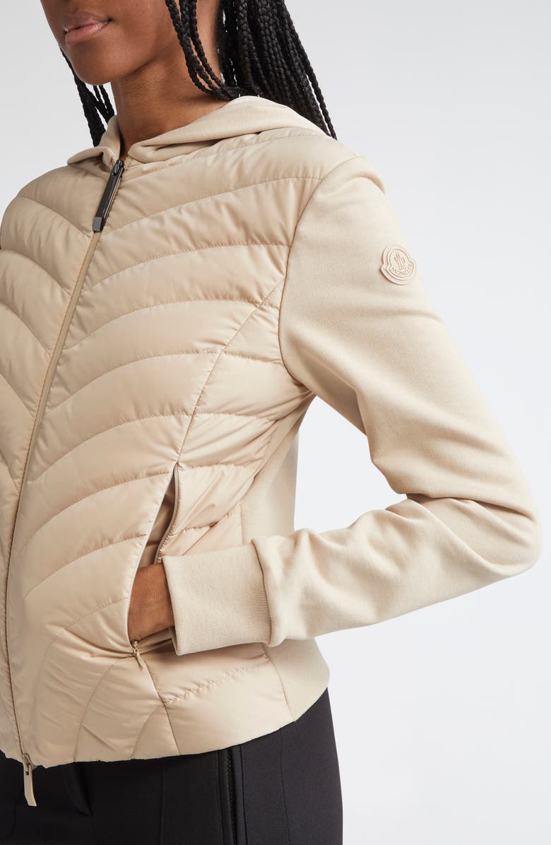 Moncler Mixed Media Down Jacket, Alternate, color, Beige Sand