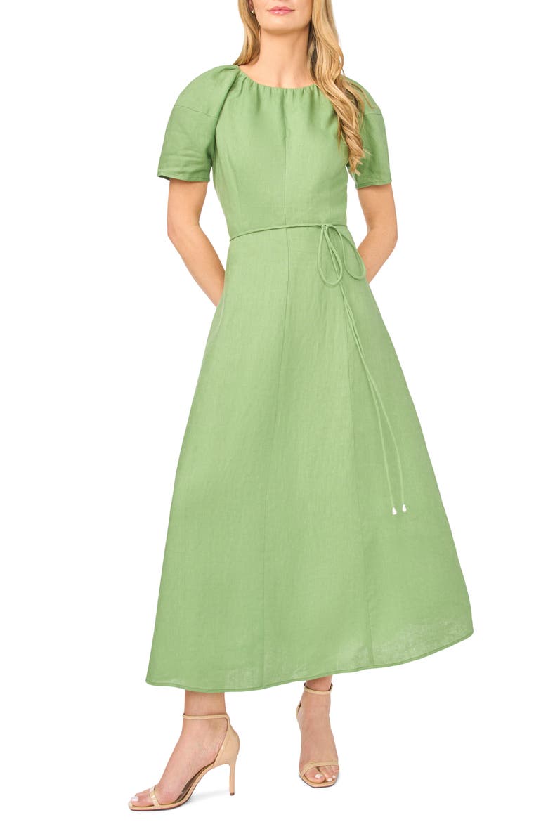 Allison Raglan Sleeve Linen Maxi Dress, Main, color, STONE GREEN
