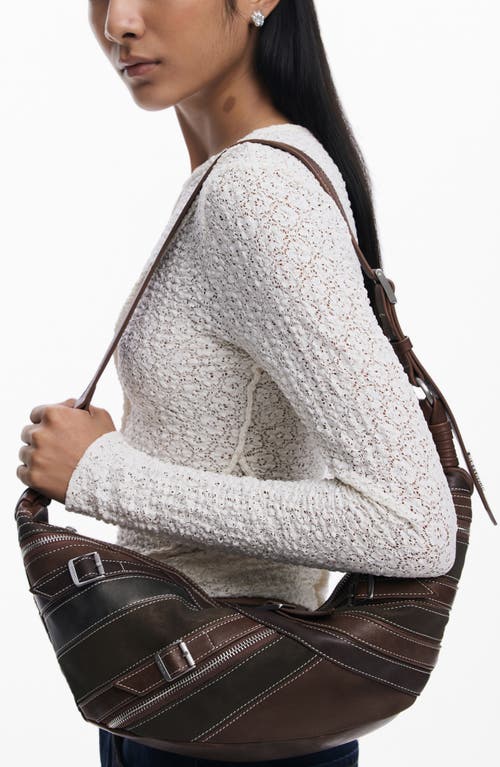 Desigual Medium Patchwork Faux Leather Crossbody Bag In Brown