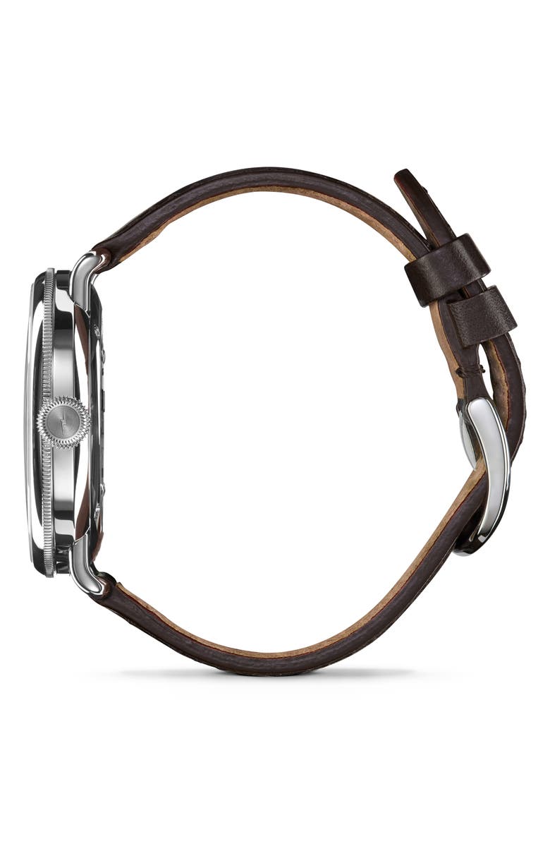 Shinola Canfield Leather Strap Watch, 43mm, Alternate, color, Dark Olive