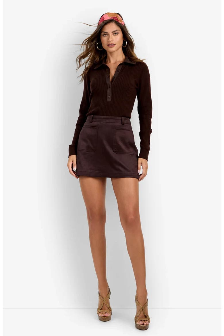 Rita Long Sleeve Polo, Main, color, Cioccolato
