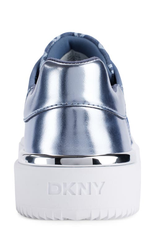 Shop Dkny Bradley Metallic Logo Platform Sneaker In Celeste