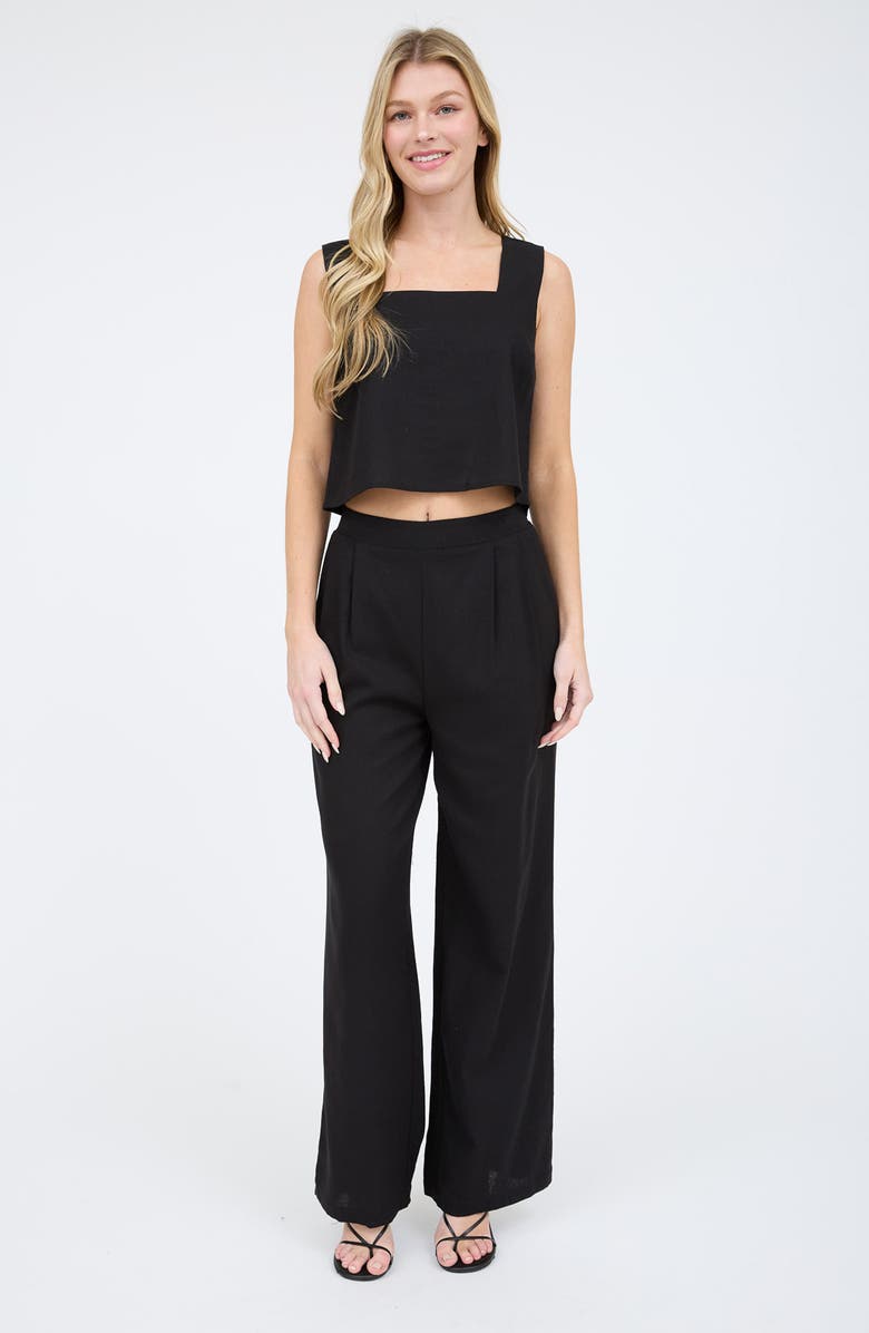 Blu Pepper Solid Wide Leg Pants, Alternate, color, Black