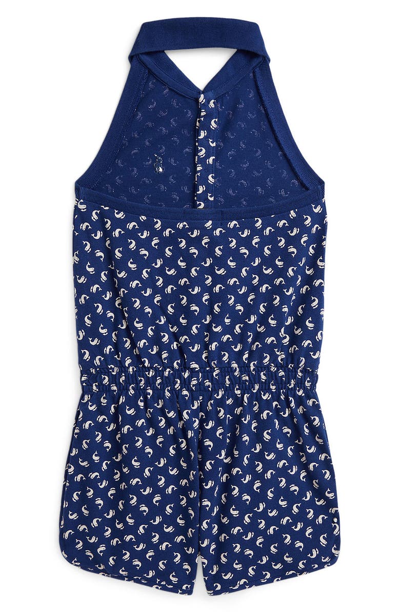 Polo Ralph Lauren Kids' Dolphin Print Mesh Halter Romper, Alternate, color, 
