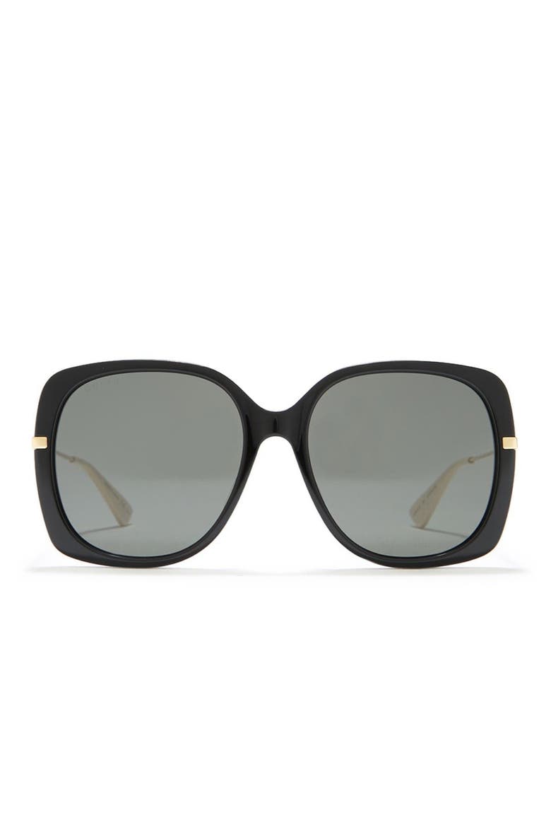 57mm Square Sunglasses, Alternate, color, BLACK