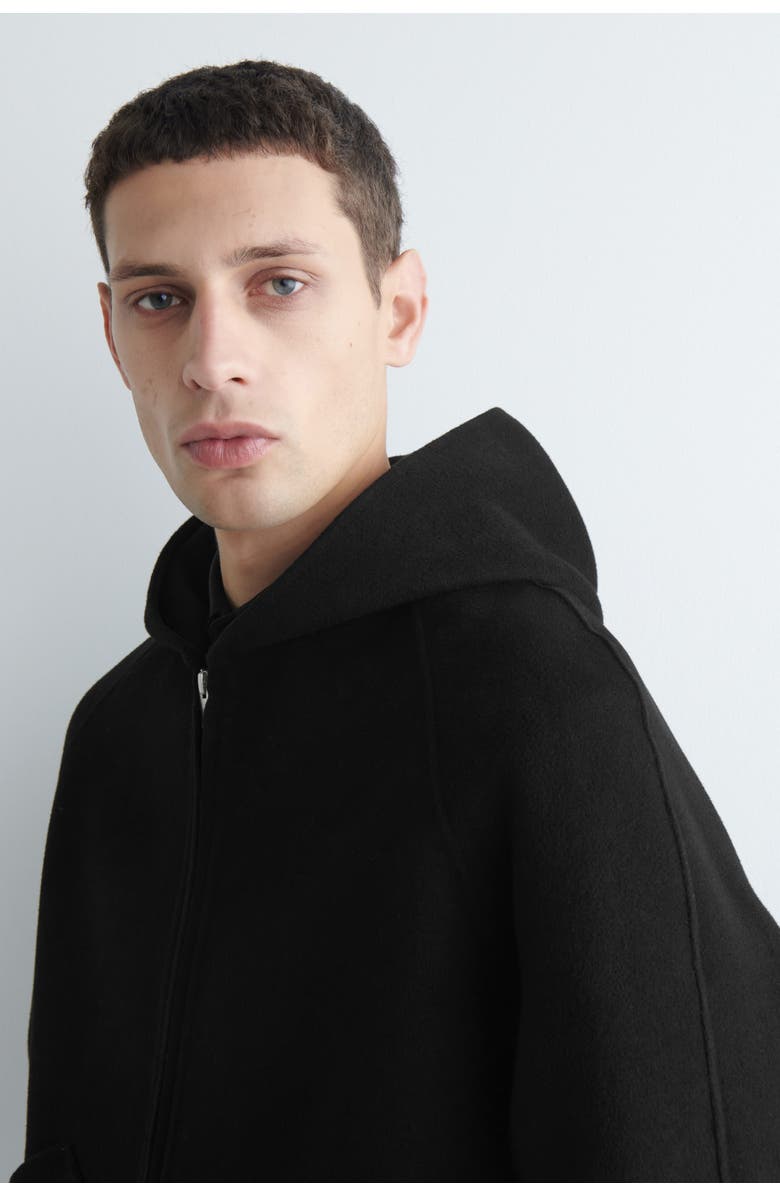 COS Double-Faced Wool Zip-Up Hoodie, Alternate, color, Black