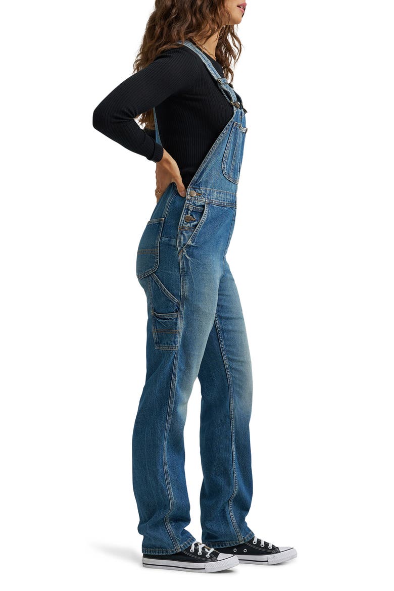 Slim Straight Leg Denim Overalls, Alternate, color, BOLD TAKE