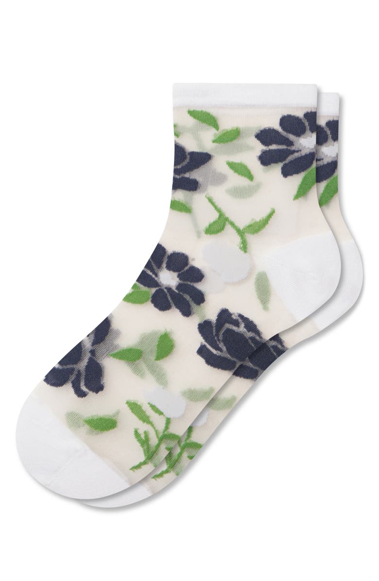 Bombas Floral Sheer Quarter Socks, Main, color, Moonlight