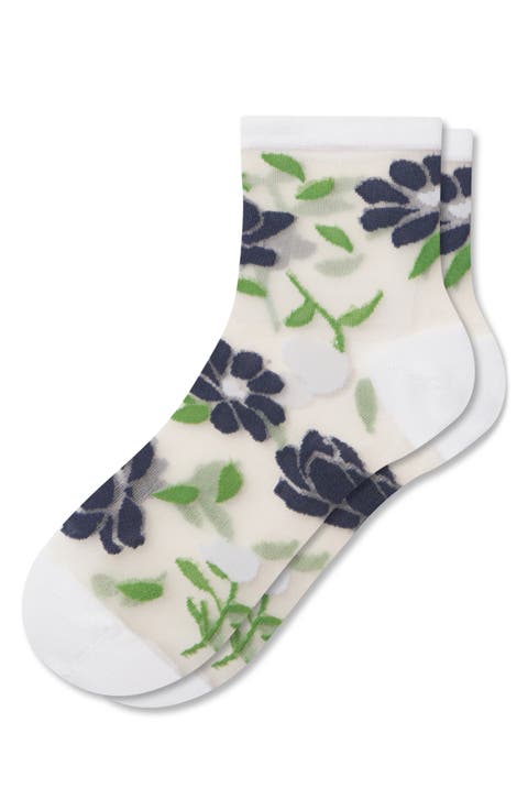 Floral Sheer Quarter Socks
