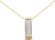 Haus of Brilliance 14K Gold 1/2 Cttw Princess Cut Diamond Vertical Bar Block Pendant 18" Necklace