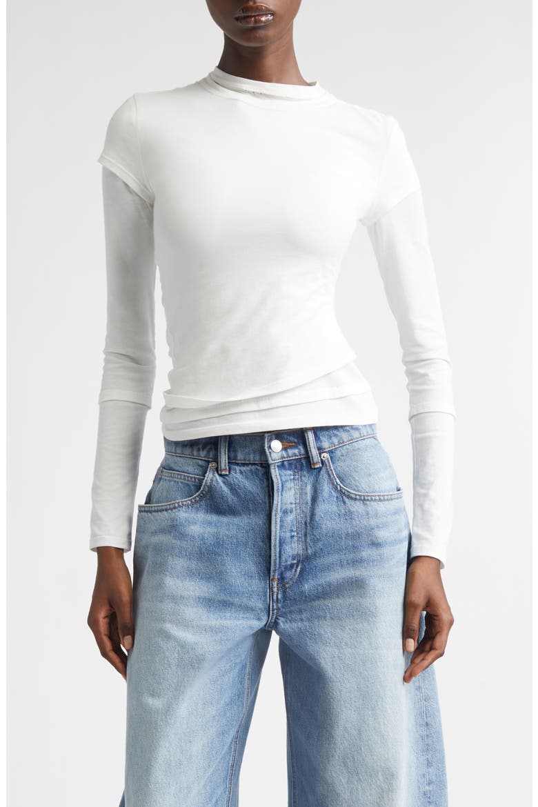 Long Sleeve Layered T-Shirt, Main, color, WHITE