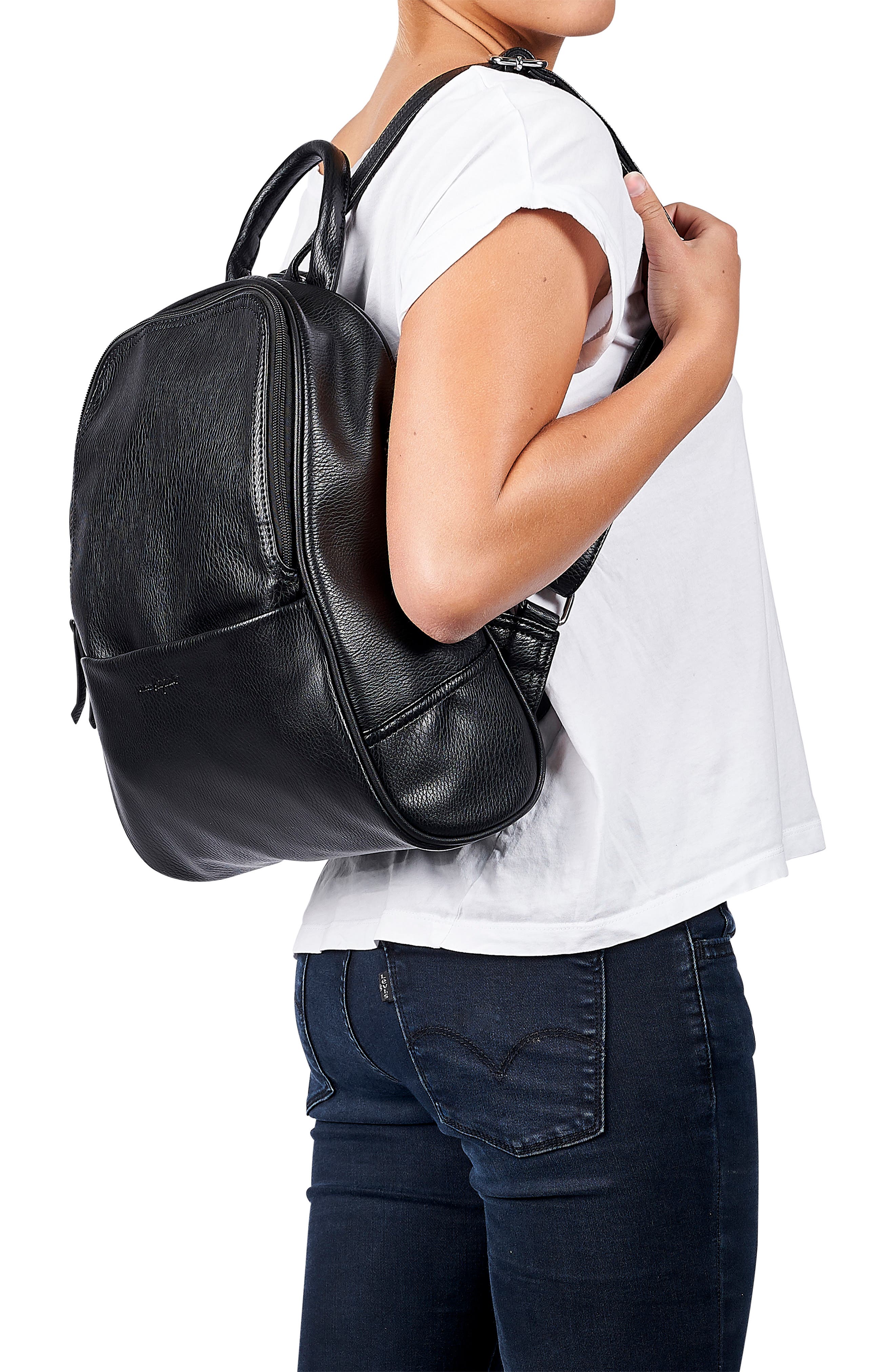 Vegan Leather Movement Backpack, Alternate, color, BLACK