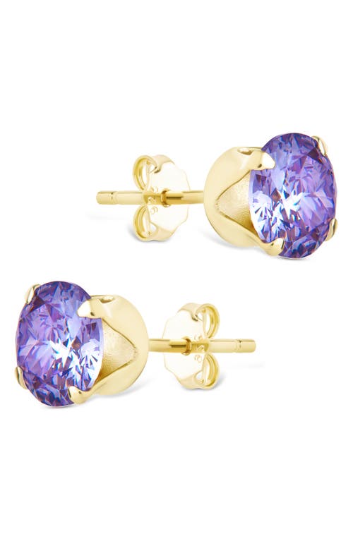 Sterling Forever Rainbow Cz Stud Earrings In Gold