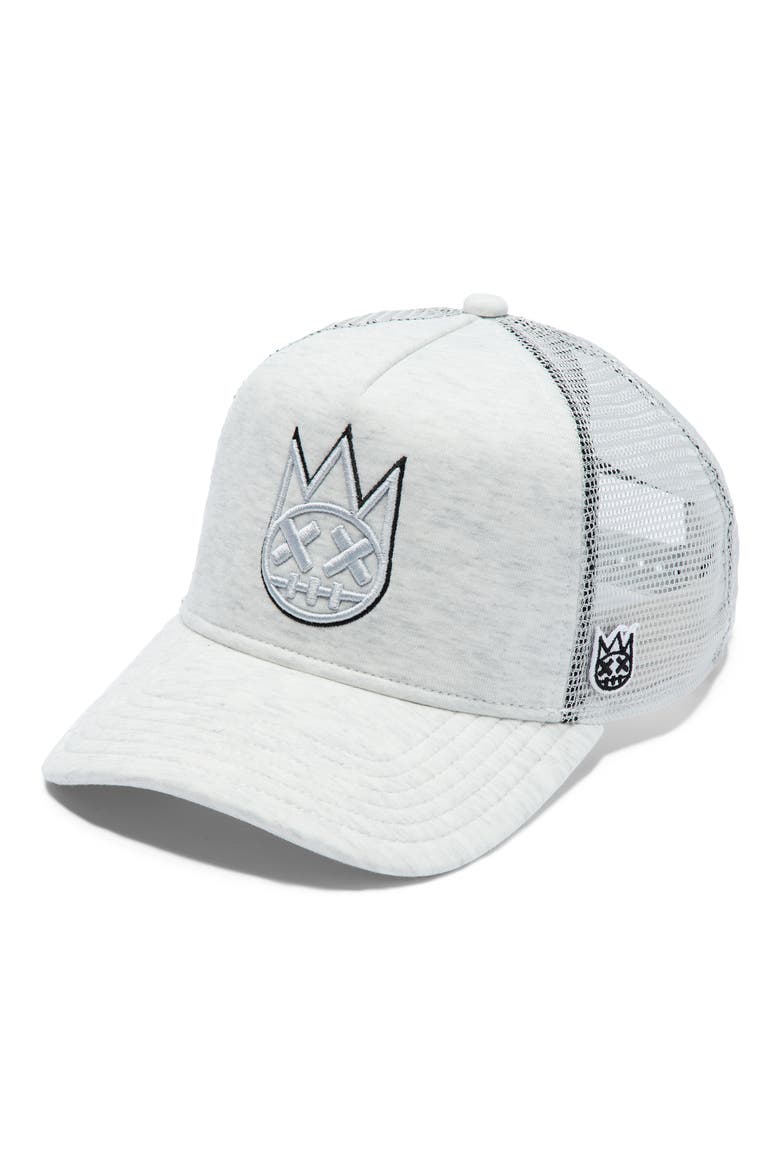 Shimuchan Logo Trucker Hat, Main, color, HEATHER GREY