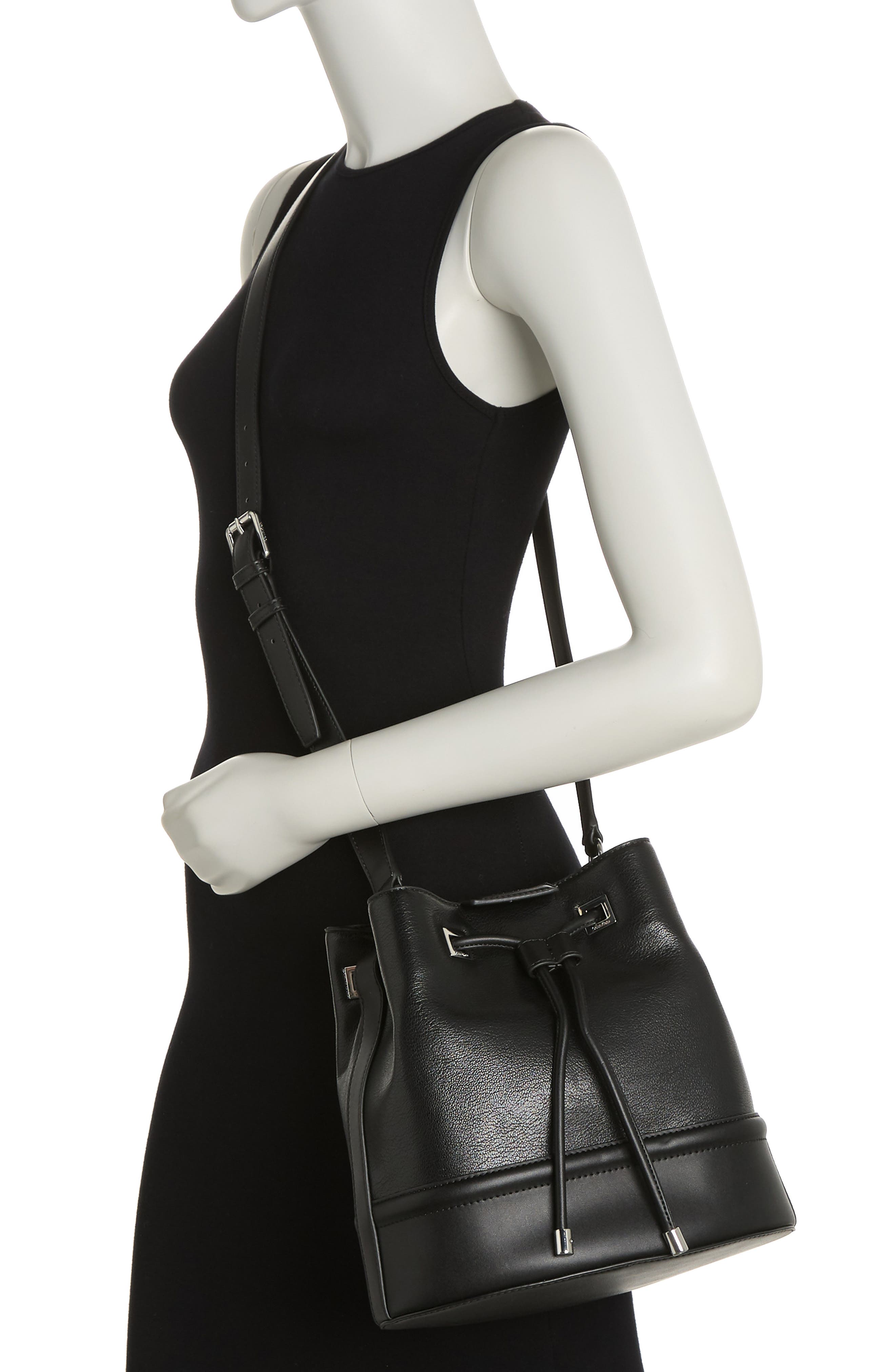 Ash Bucket Bag, Alternate, color, BLACK/ SILVER