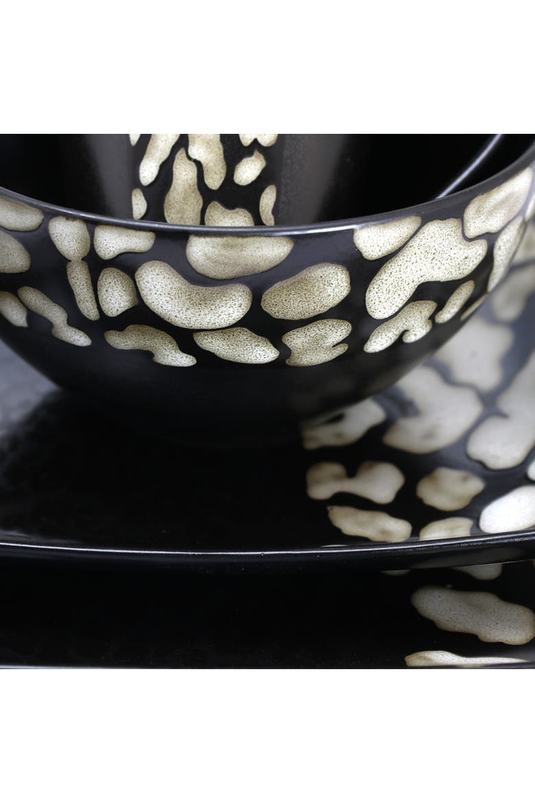Savannah 16 Piece Stoneware Dinnerware Set, Alternate, color, Black