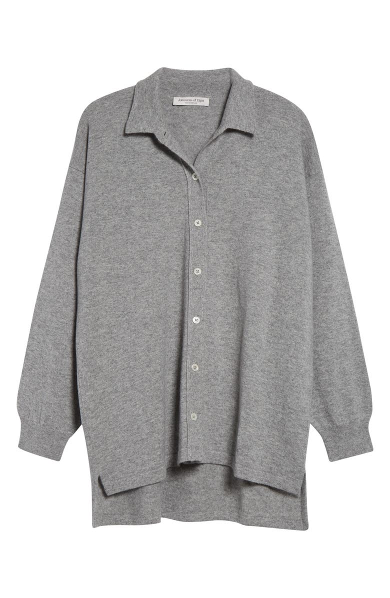 Johnstons of Elgin Munro Cashmere Shirt, Main, color, Light Grey