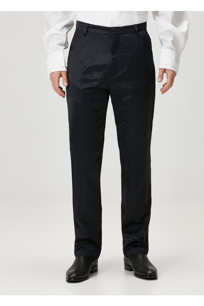 Linen & Cotton Blend Shiny Woven Regular Pant, Alternate, color, BLACK