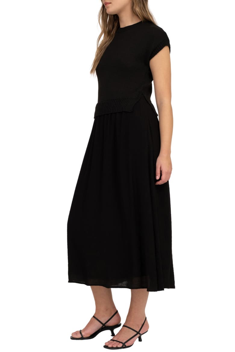 Mixed Media Maxi Dress, Alternate, color, BLACK