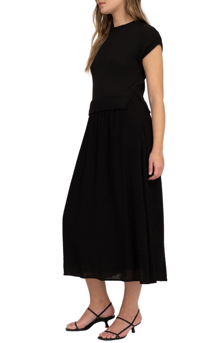 AUGUST SKY Mixed Media Maxi Dress, Alternate, color, Black