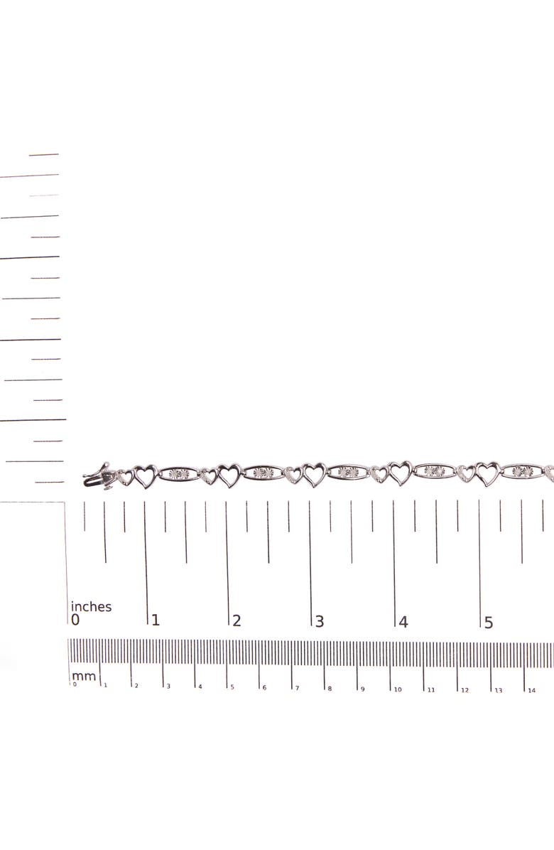 Haus of Brilliance Silver 1/5 Cttw Diamond Double Heart Link Bracelet, Alternate, color, White