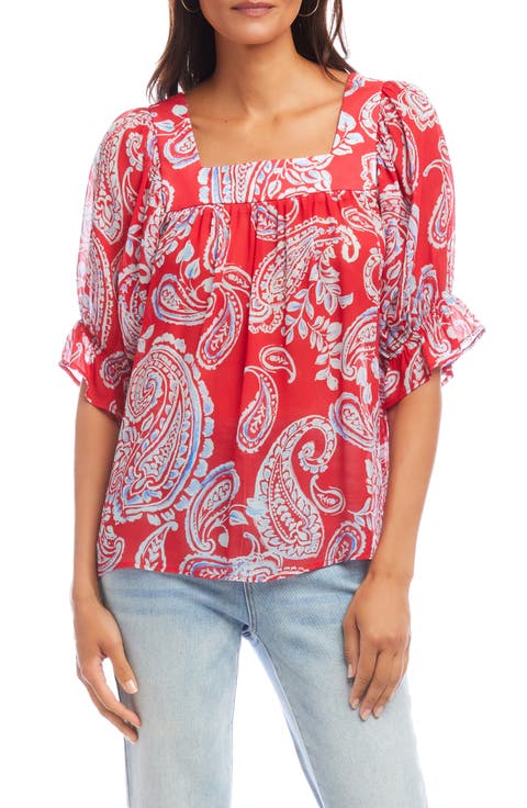 Paisley Ruffle Sleeve Top