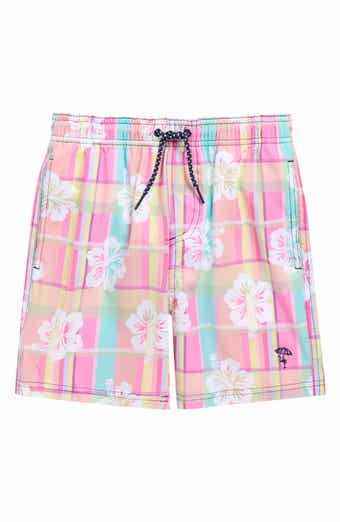 Shade Critters Kids' Hibiscust Plaid Swim Trunks