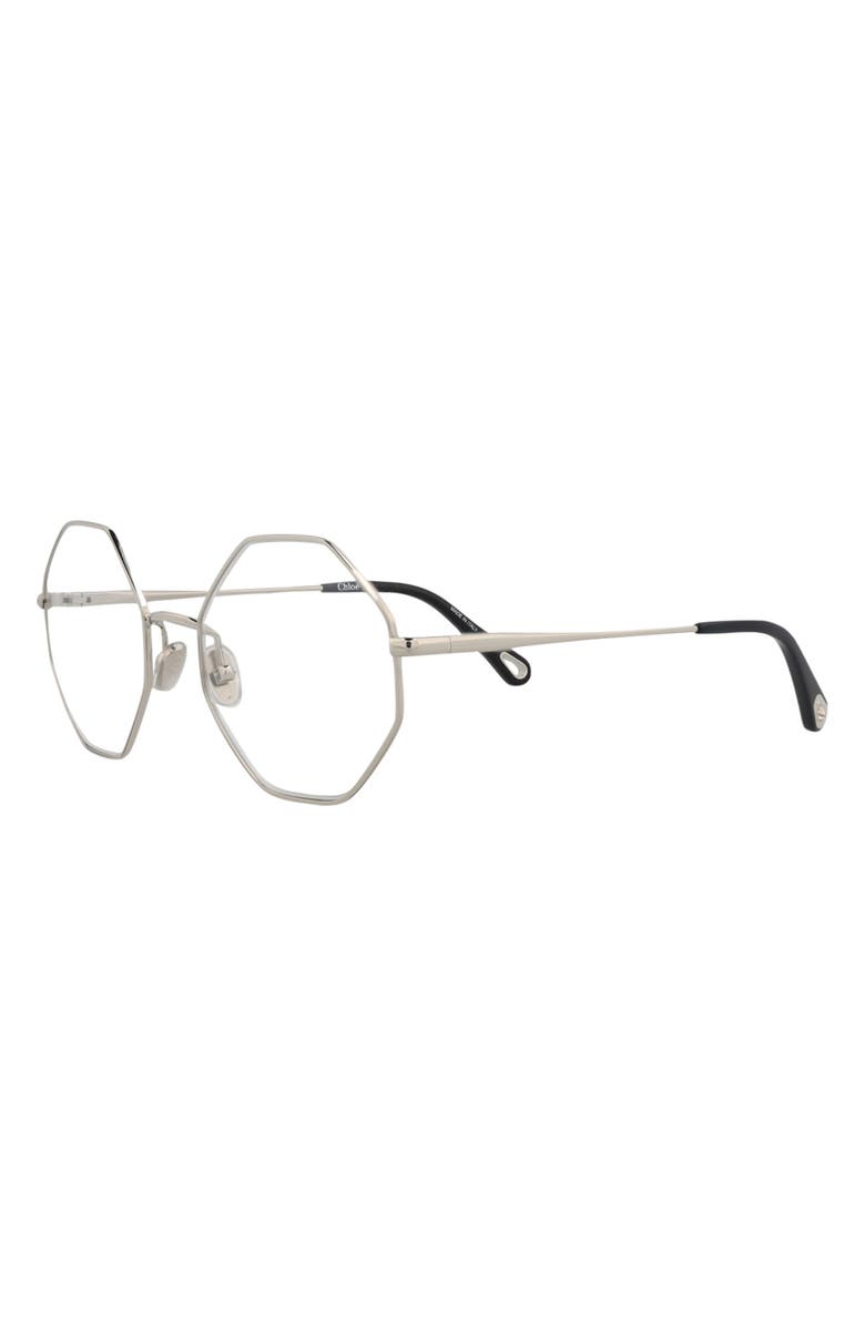 Chloé Core 53mm Rectangular Optical Glasses, Alternate, color, Silver Silver Transparent