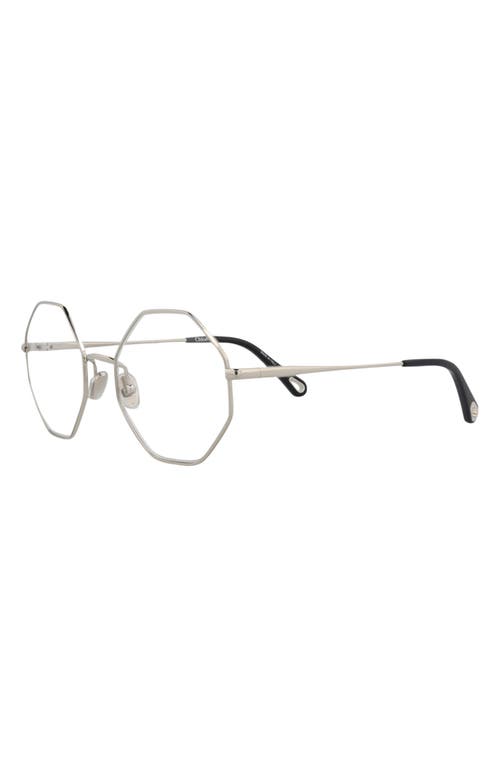 Chloé Core 53mm Rectangular Optical Glasses In Silver Silver Transparent