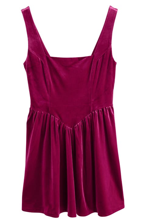 Square Neck Velvet Minidress