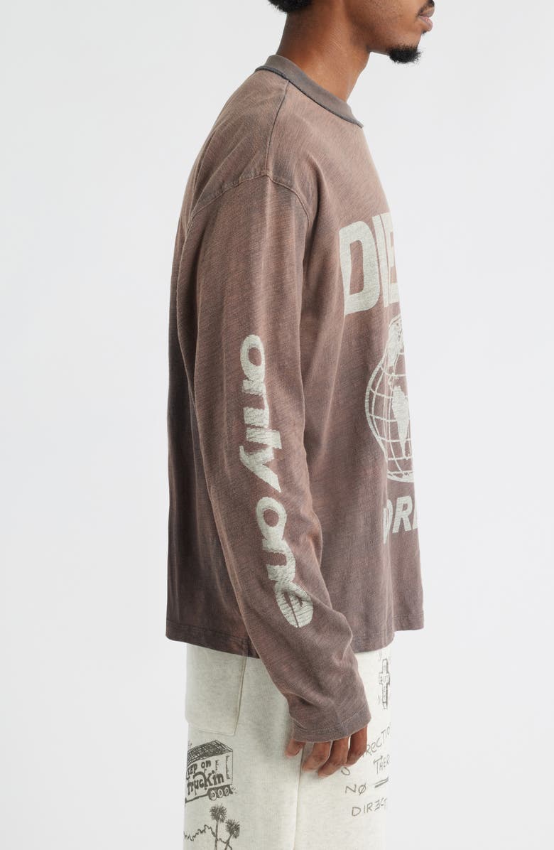 DIET STARTS MONDAY Worldwide Long Sleeve Cotton Graphic T-Shirt, Alternate, color, Vintage Black