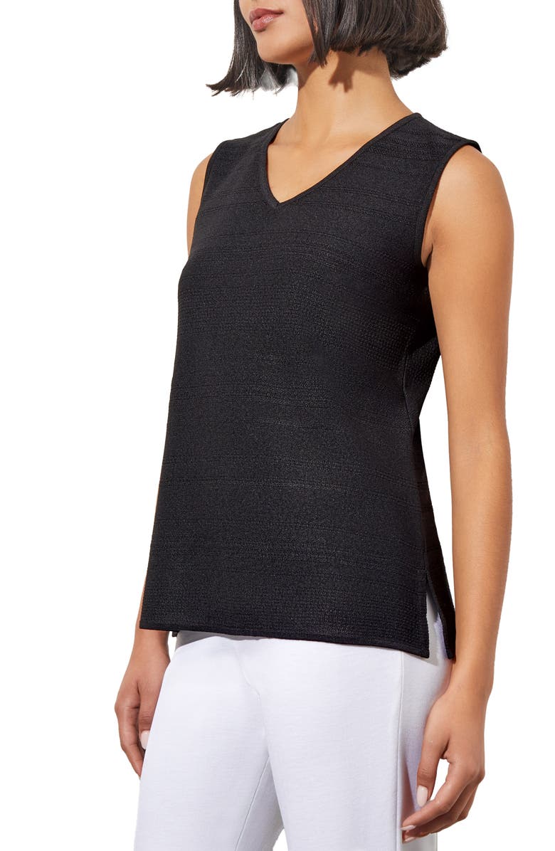 Ming Wang Textured V-Neck Knit Tank, Alternate, color, 