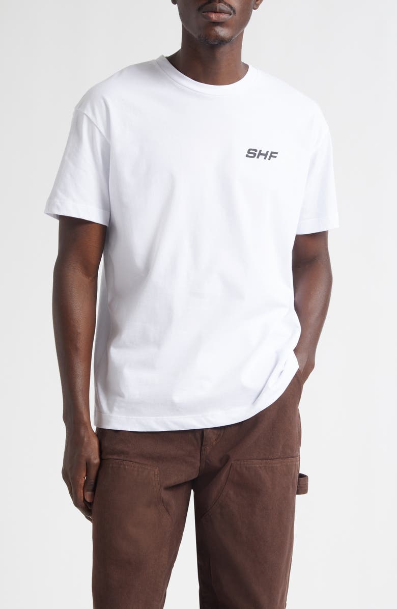 Sky High Farm Workwear Gender Inclusive Flower Logo Regenerative Cotton Graphic T-Shirt, Main, color, White