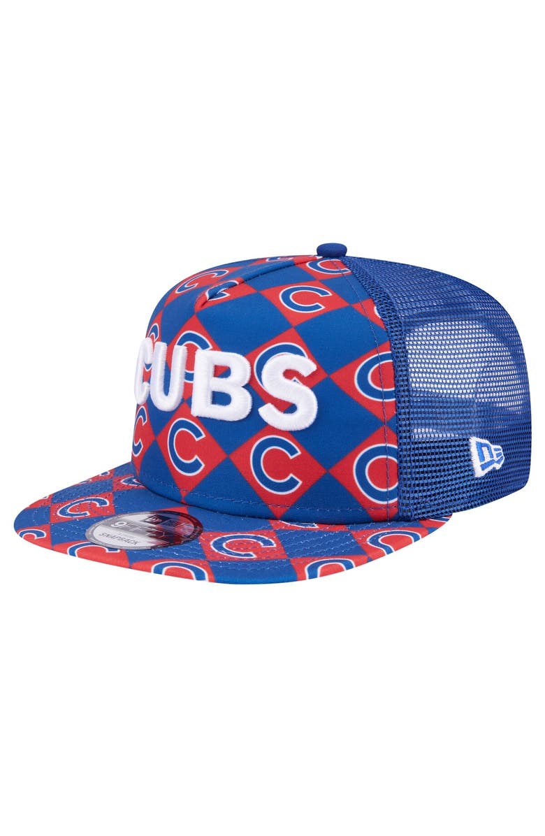 New Era Men's New Era Royal Chicago Cubs Seeing Diamonds A-Frame Trucker 9FIFTY Snapback Hat, Main, color, Royal