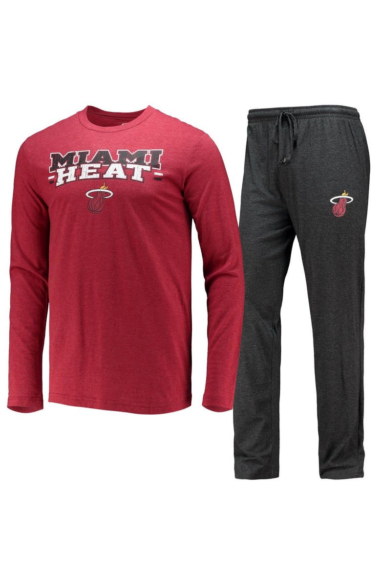 CONCEPTS SPORT Men's Concepts Sport Black/Red Miami Heat Long Sleeve T-Shirt & Pants Sleep Set, Main, color, 