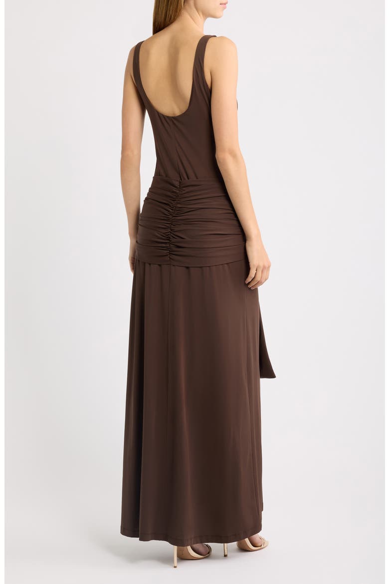 Isoldeia Tie Detail Gown, Alternate, color, CHOCOLATE