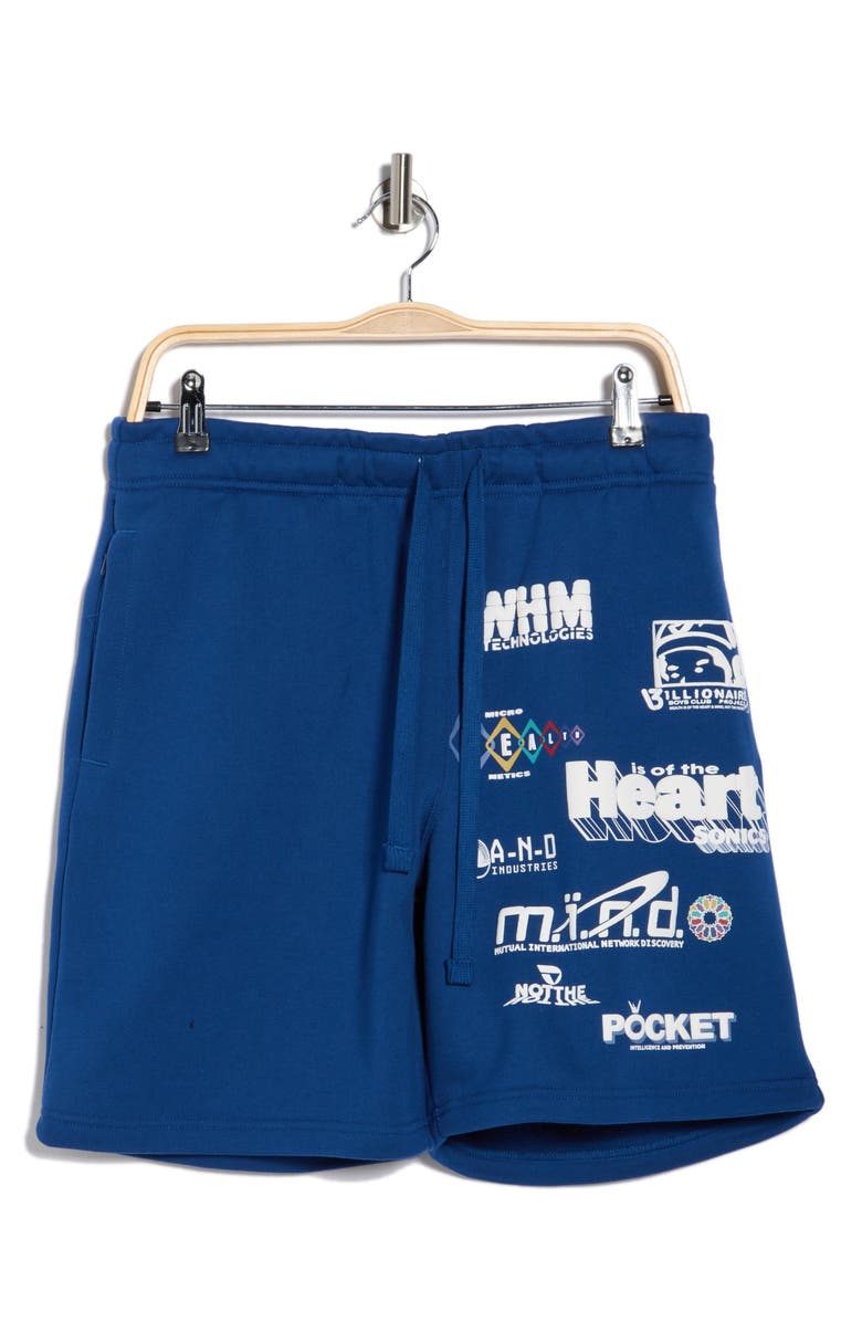 Billionaire Boys Club WHM Cotton Graphic Shorts, Alternate, color, Navy Peony