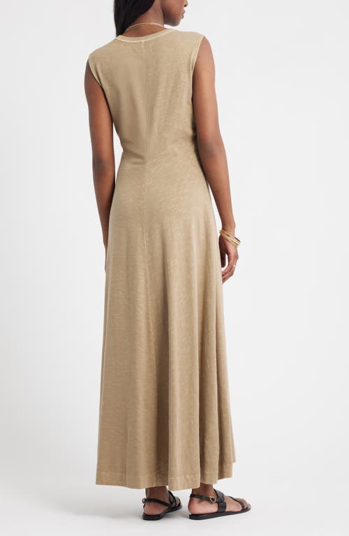 Treasure & Bond Side Ruched Cotton Maxi Dress In Neutral