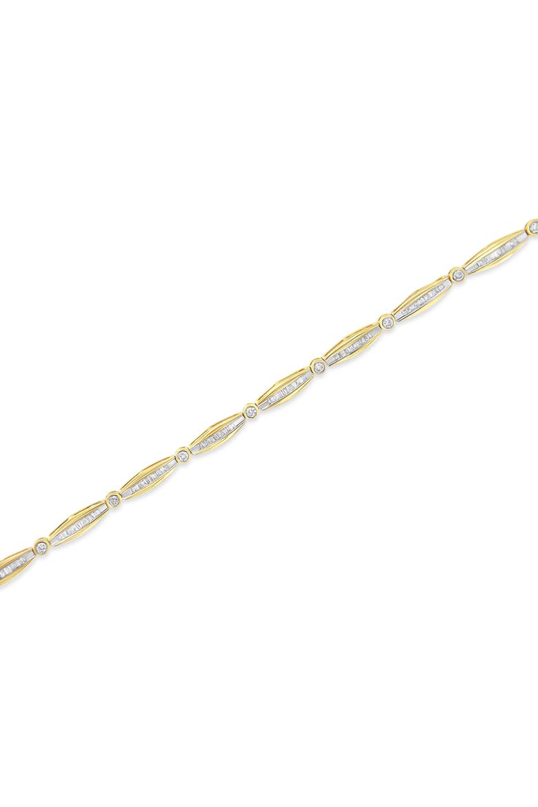 14K Gold 1-1/2 Cttw Diamond Bezel and Tapered Link Bracelet, Alternate, color, Yellow