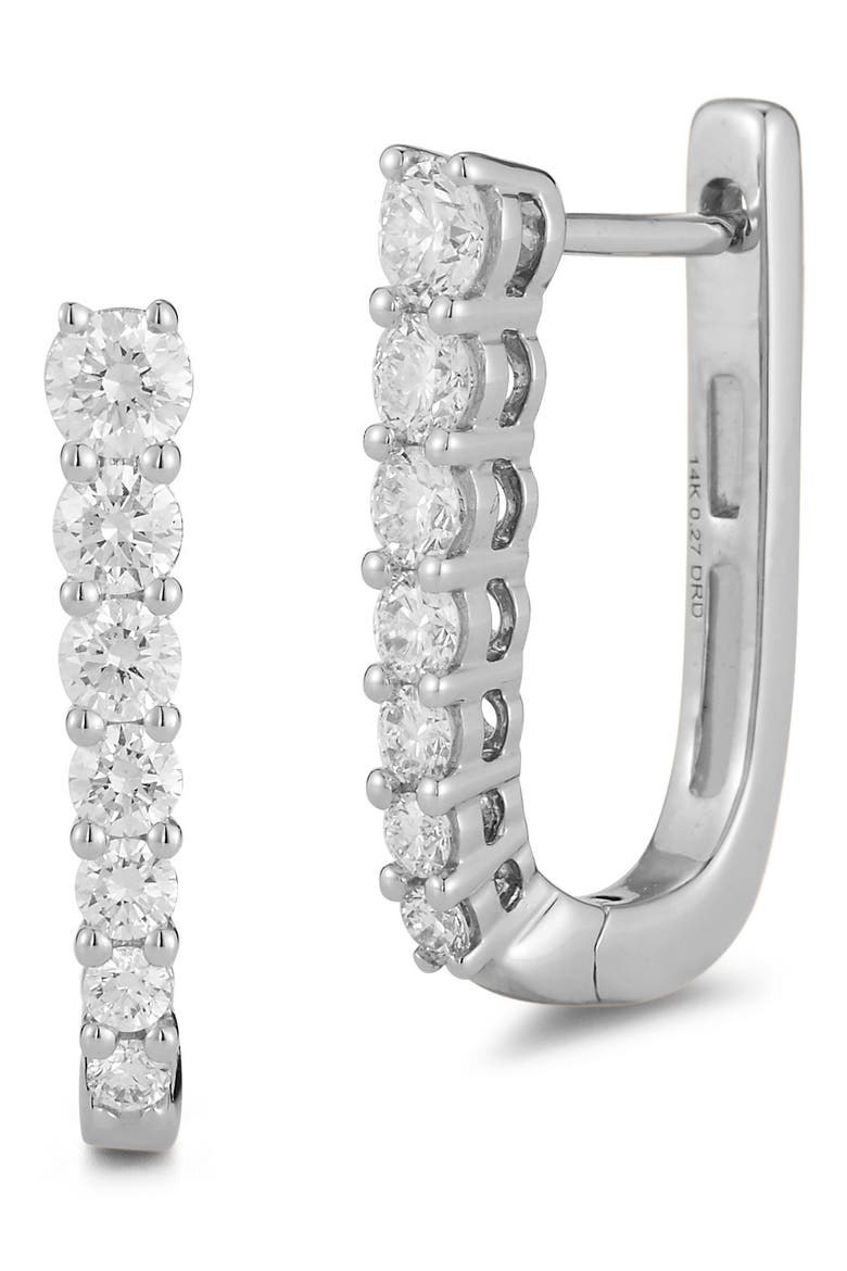 Ava Bea Graduated Diamond Hoop Earrings, Main, color, WHITE GOLD/ DIAMOND