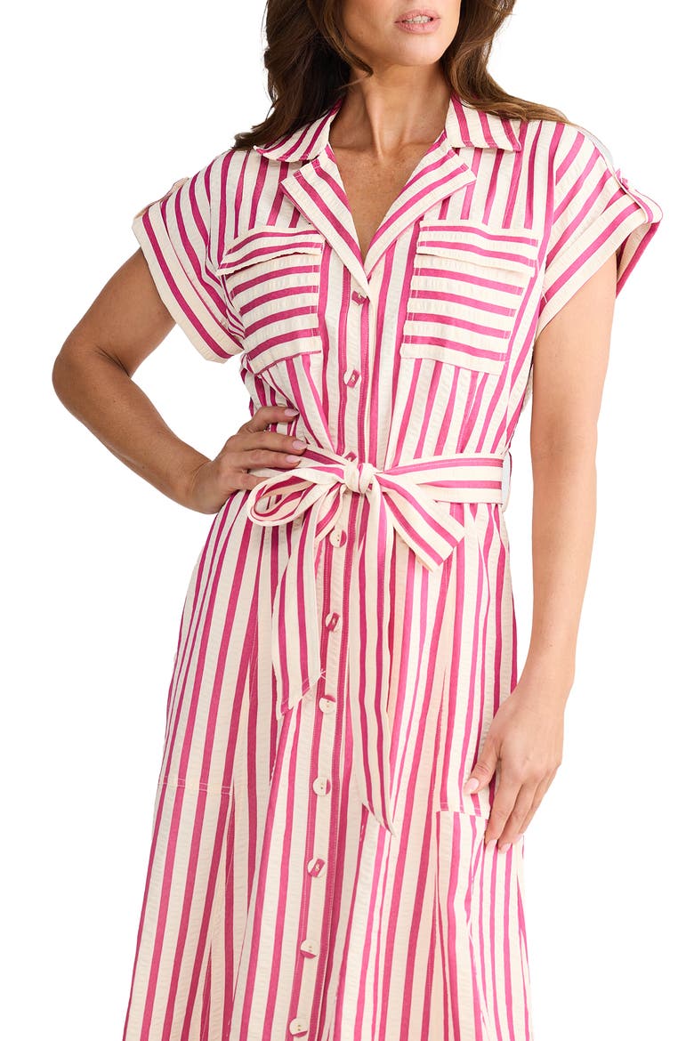 Portia Stripe Maxi Shirtdress, Alternate, color, HOT PINK STRIPE
