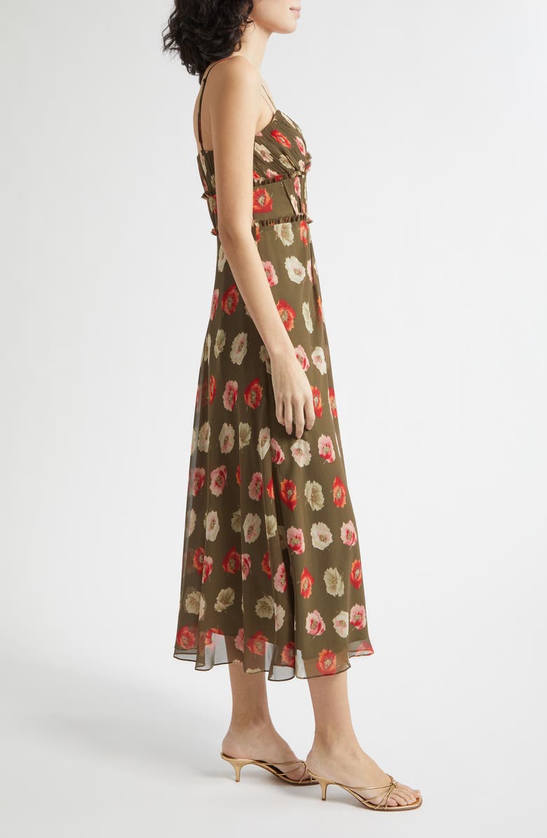 Cinq à Sept Floating Poppies Carline Slipdress, Alternate, color, Dark Olive Multi