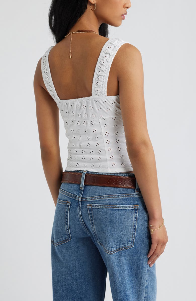 BP. Ruched Cotton Eyelet Tank, Alternate, color, White