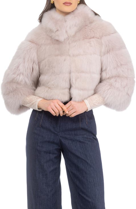 Genuine Shearling Bolero with Cropped Sleeves